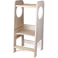 Torre de aprendizaje CRZDEAL de madera- silla de aprendizaje para niños pequeños- silla de altura ajustable- ayudante de…
